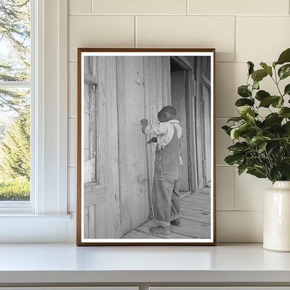 Child Playing Primitive Instrument Southeast Missouri Farms 1938 - Available at KNOWOL