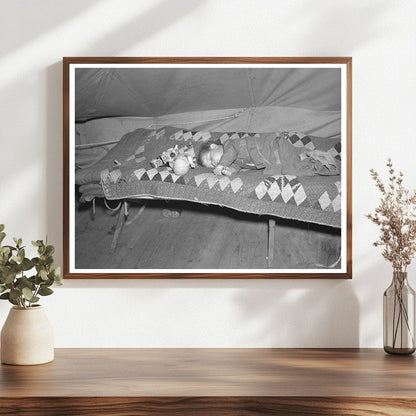 Child Refugee Napping in Tent City Illinois April 1937 - Available at KNOWOL