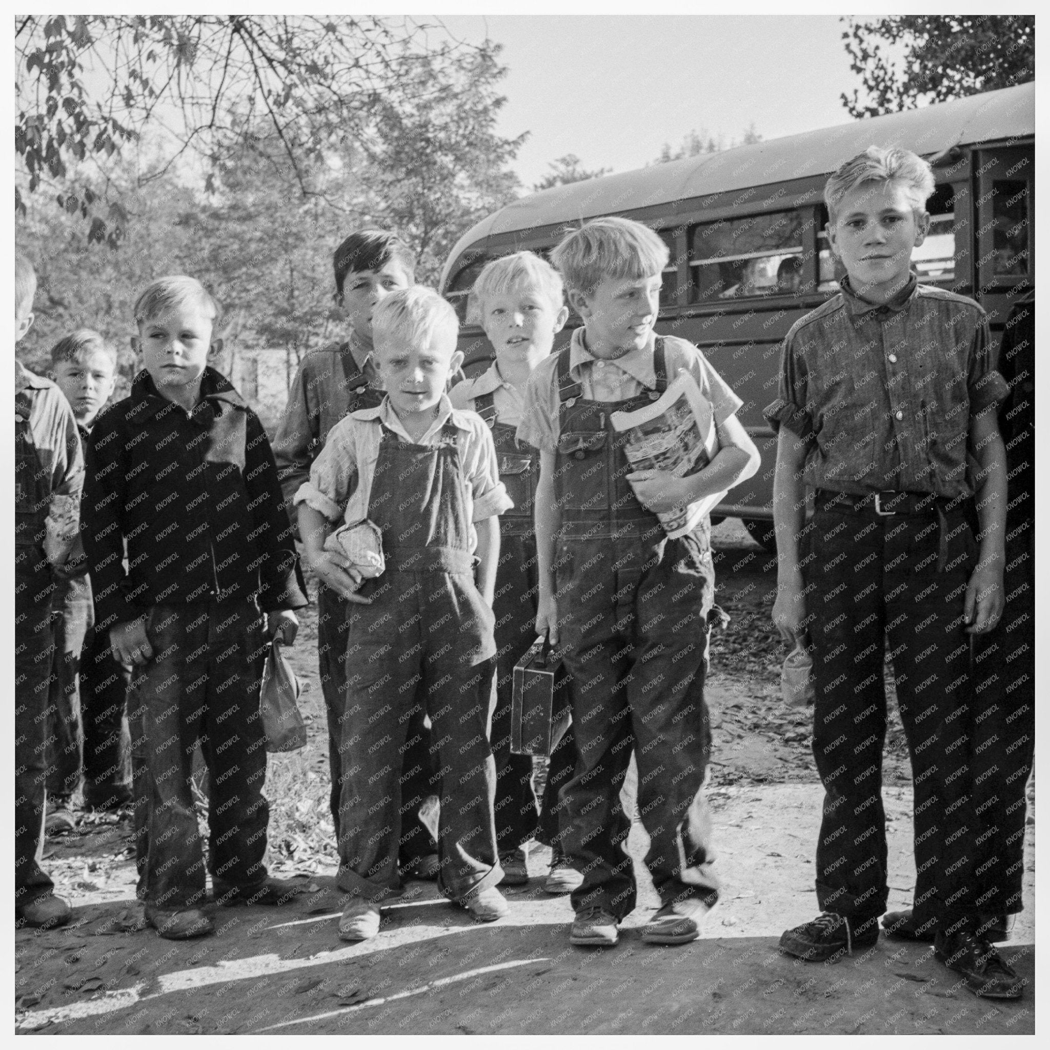 Children Arrive from School Bus in Ontario Oregon 1939 - Available at KNOWOL