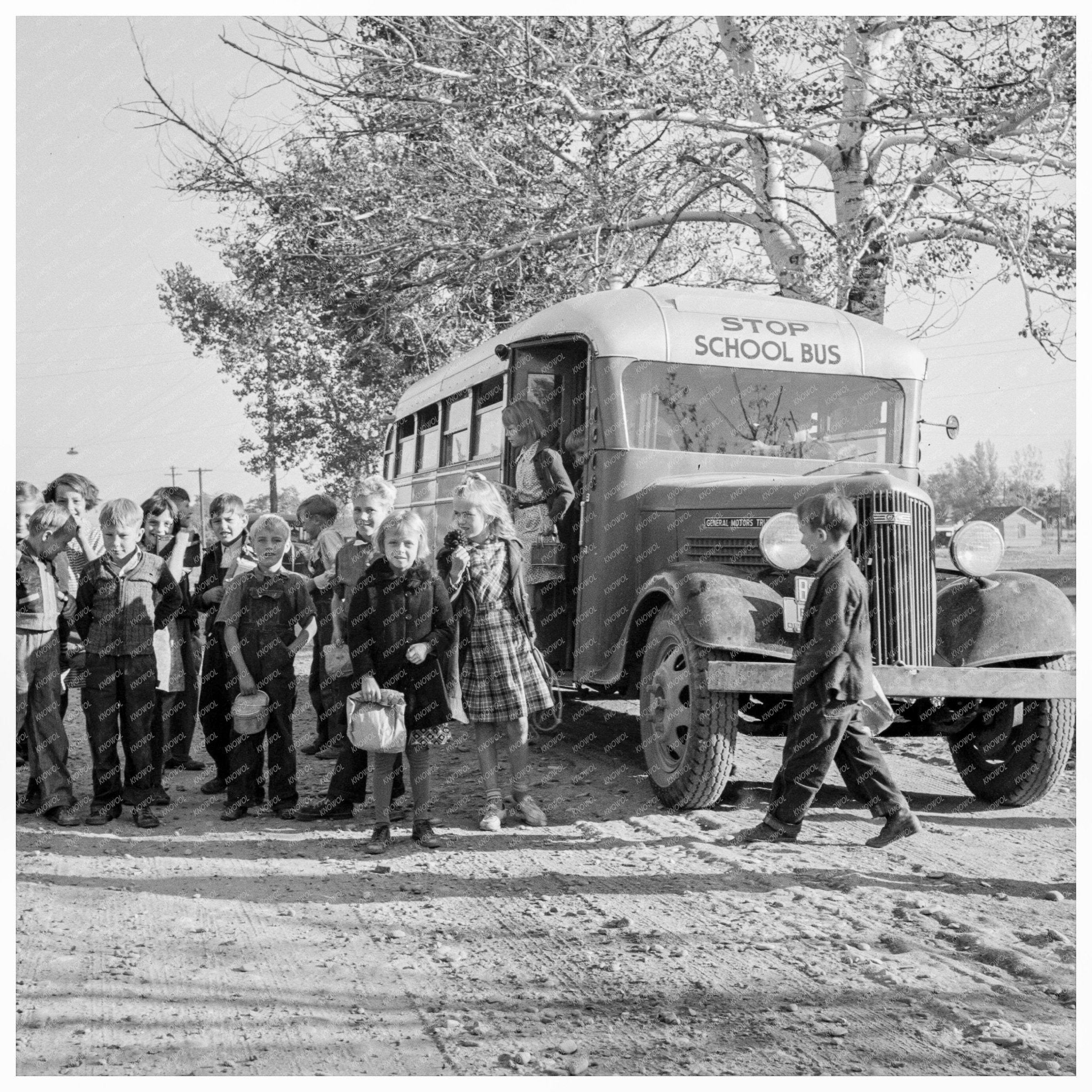 Children Arriving at School in Dead Ox Flat Oregon 1939 - Available at KNOWOL