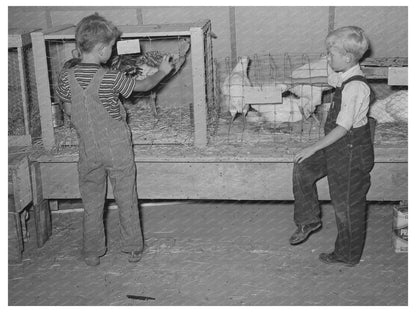 Children at 4 - H Fair Examining Poultry Sublette Kansas 1939 - Available at KNOWOL