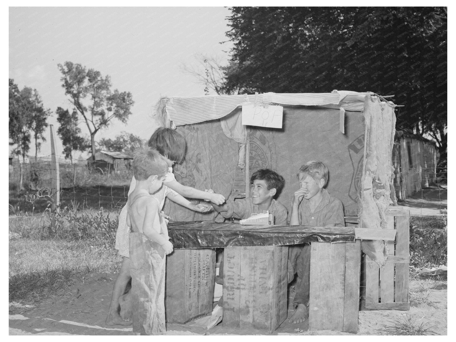 Children at Pop Stand in Oklahoma City July 1939 - Available at KNOWOL