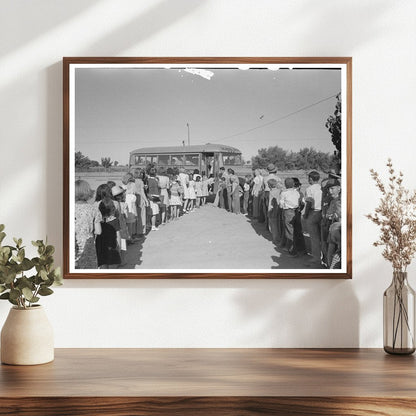 Children Boarding School Bus at Agua Fria Camp 1944 - Available at KNOWOL