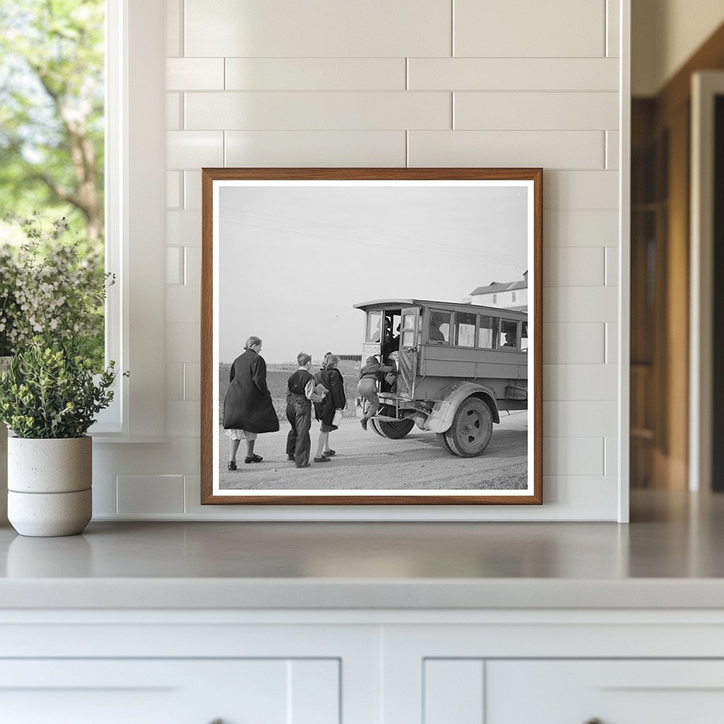 Children Boarding School Bus Fowler Indiana April 1937 - Available at KNOWOL