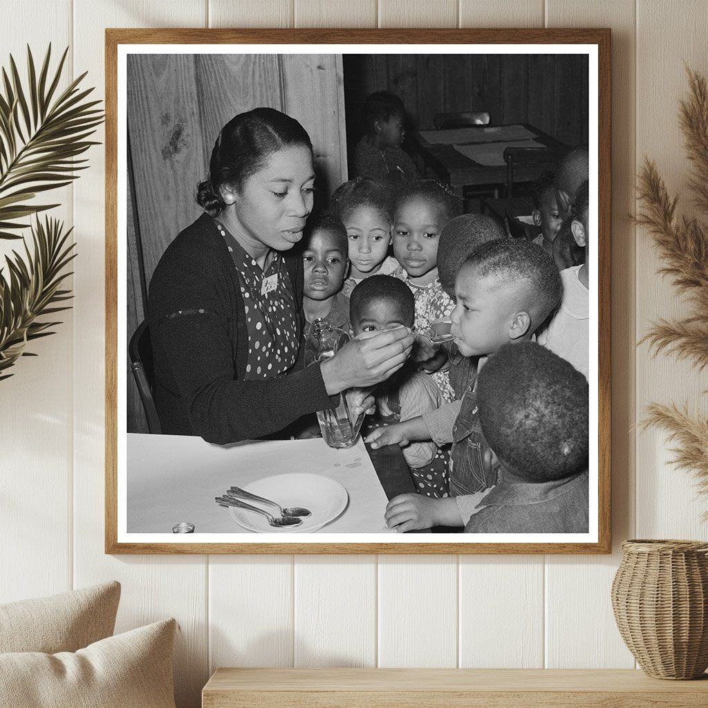 Children in Nursery School Taking Cod Liver Oil 1938 - Available at KNOWOL