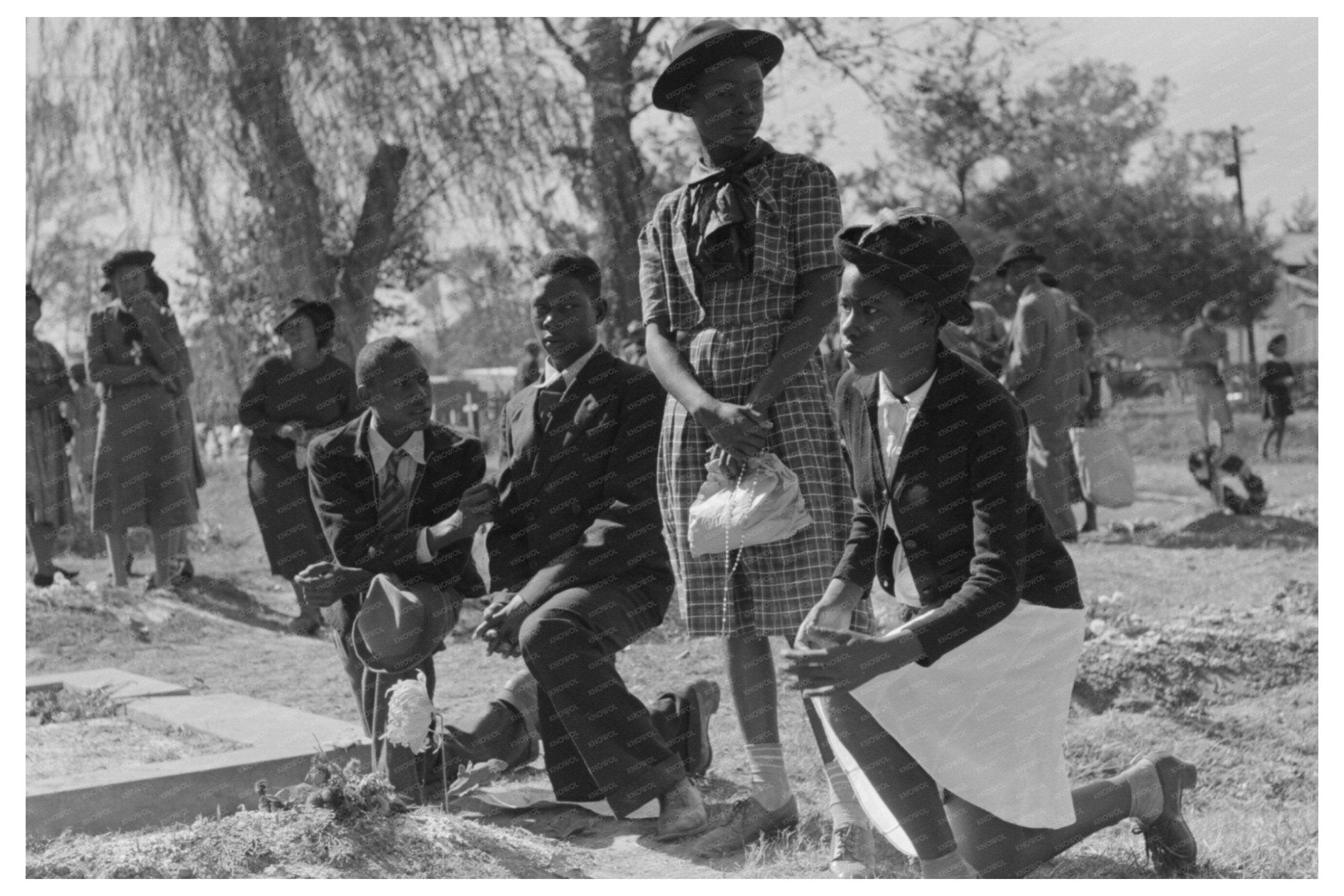 Children in Sunday Best on All Saints Day New Roads 1938 - Available at KNOWOL