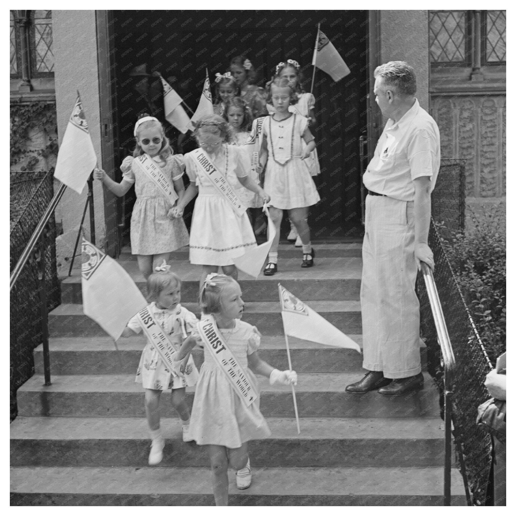 Children Leaving Sunday School in Brooklyn June 1944 - Available at KNOWOL