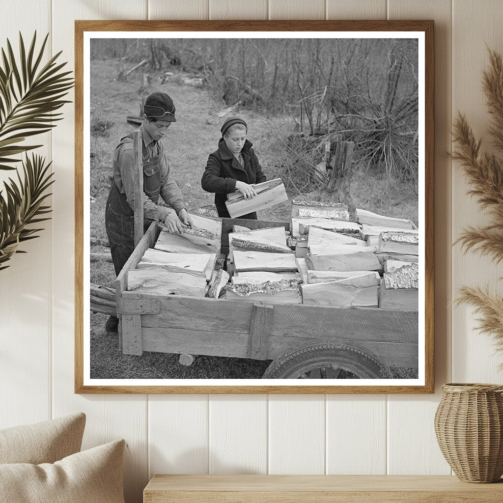 Children Loading Firewood in Rural Michigan 1937 - Available at KNOWOL