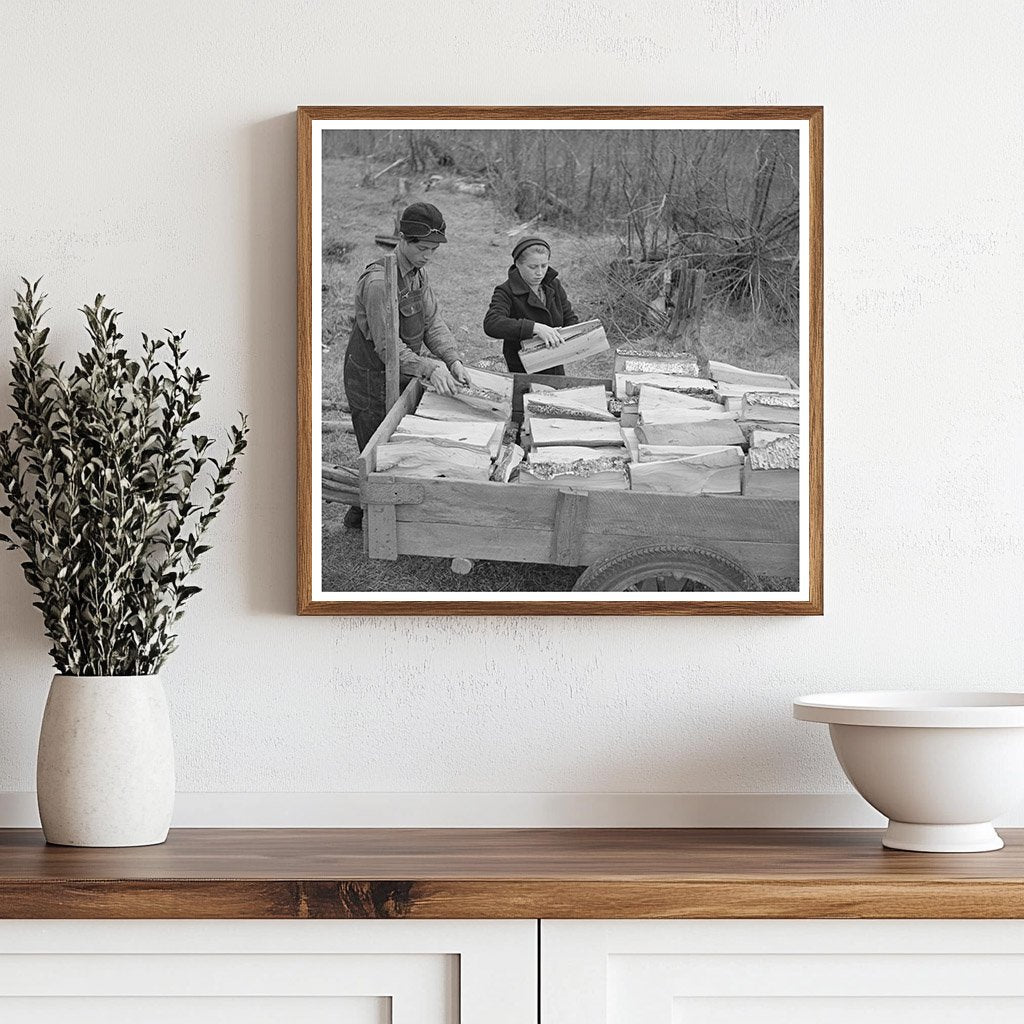 Children Loading Firewood in Rural Michigan 1937 - Available at KNOWOL