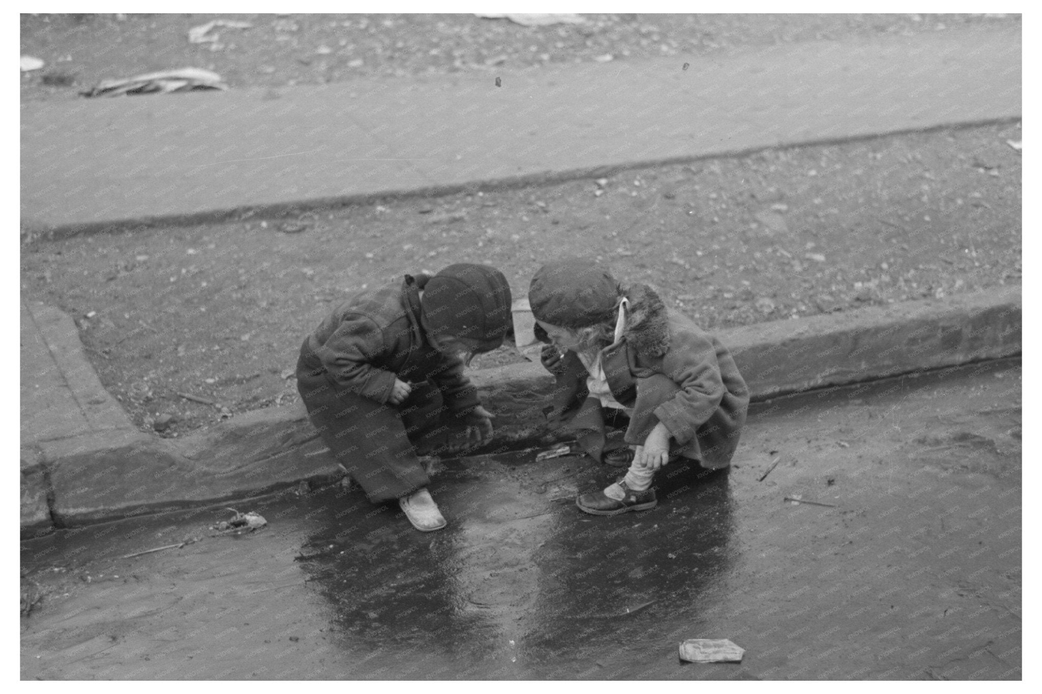 Children Playing in Gutter Bronx New York November 1936 - Available at KNOWOL