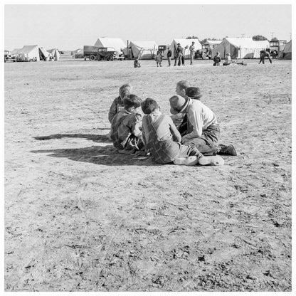 Children Playing Marbles in Migratory Labor Camp 1939 - Available at KNOWOL