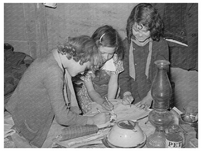 Children Playing with Pencils in Texas Migrant Camp 1939 - Available at KNOWOL