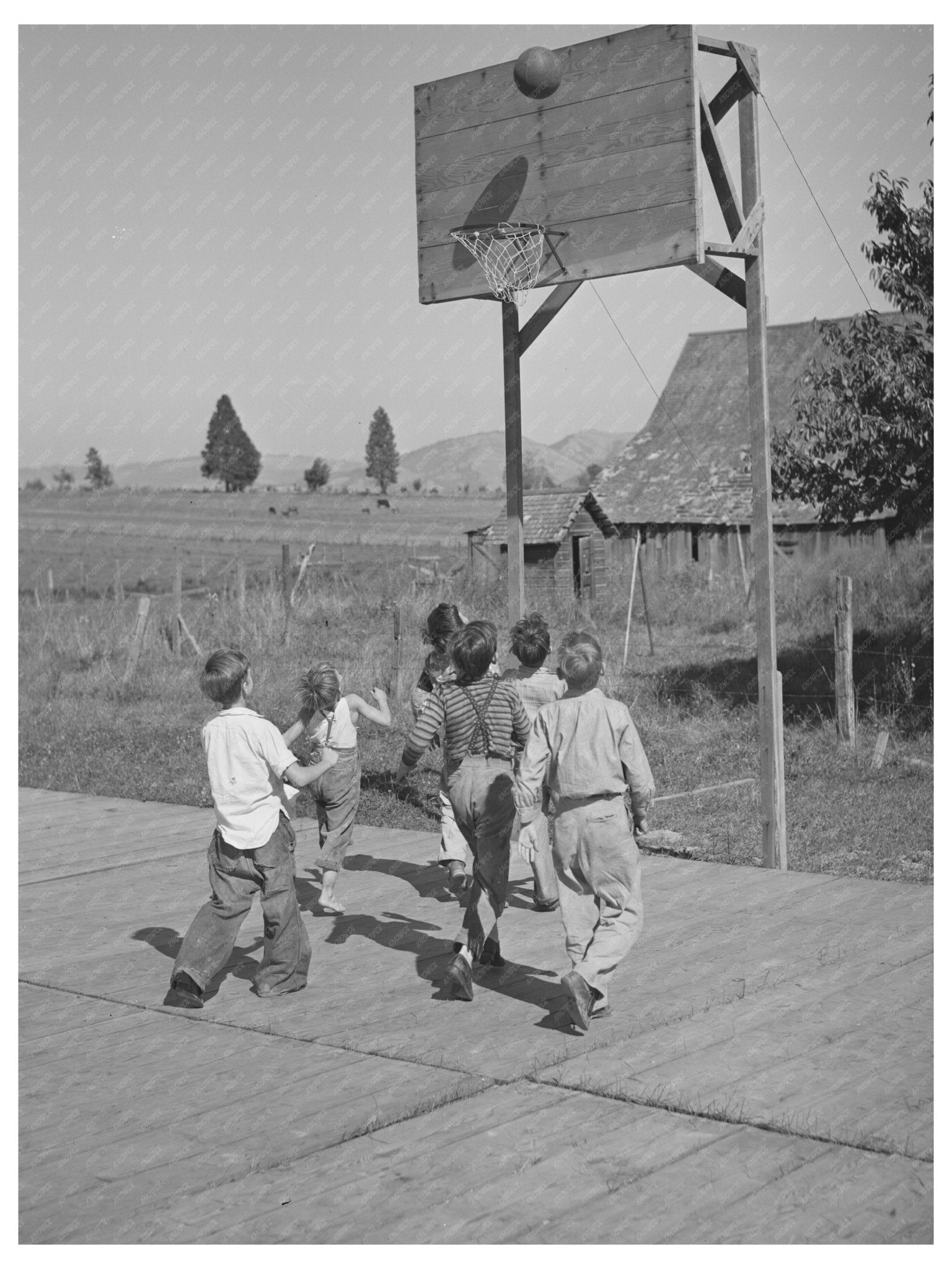 Childrens Basketball Game at Oregon Mobile Camp 1941 - Available at KNOWOL