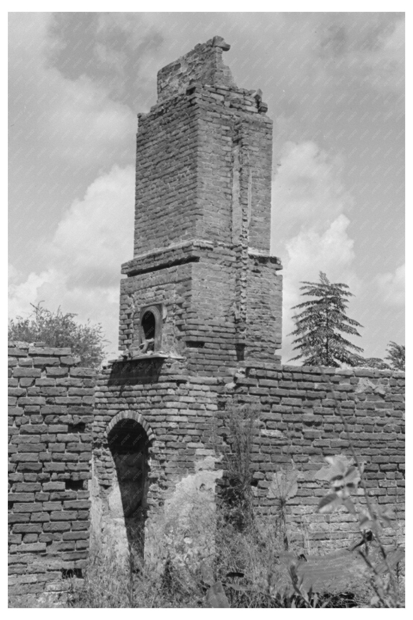 Chimney of Fire - Damaged Plantation House Louisiana 1938 - Available at KNOWOL