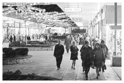 Christmas Shoppers at the Mall – December 1969 Framed Print - Available at KNOWOL