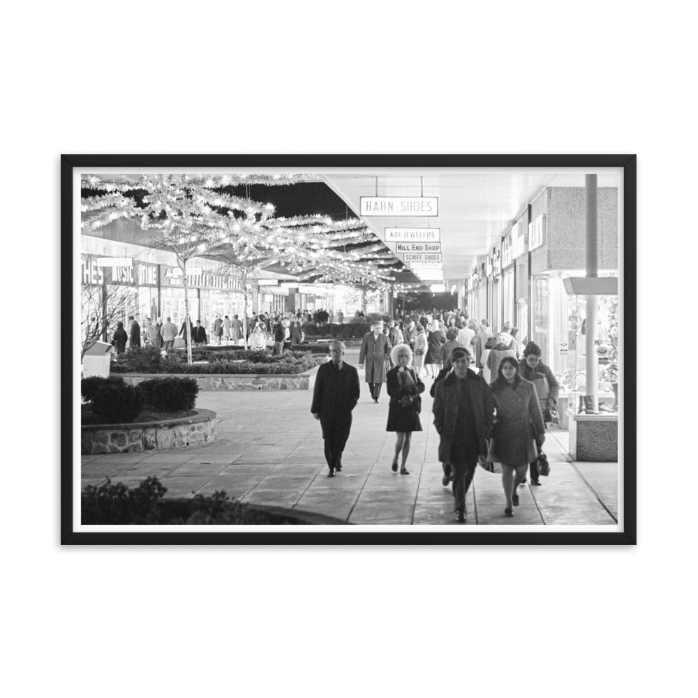 Christmas Shoppers at the Mall – December 1969 Framed Print - Available at KNOWOL