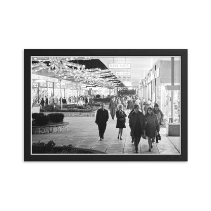 Christmas Shoppers at the Mall – December 1969 Framed Print - Available at KNOWOL