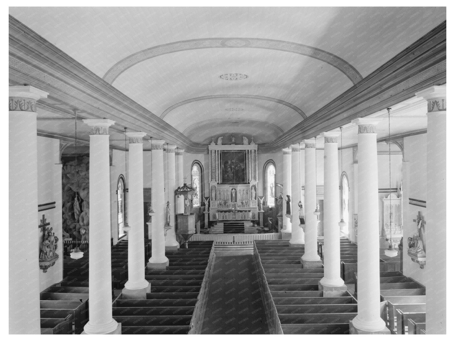 Church of St. Martin de Tours Interior 1938 St. Martinville - Available at KNOWOL