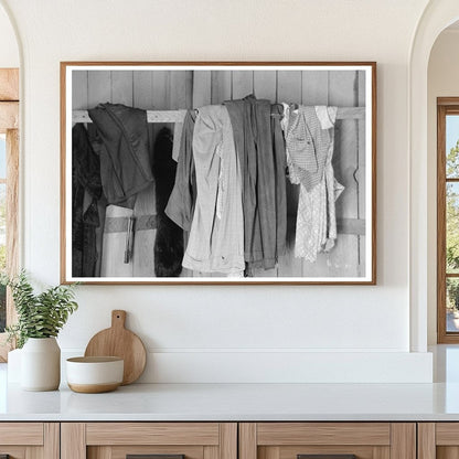 Clothes on Hangers in Sharecropper Cabin May 1938 - Available at KNOWOL