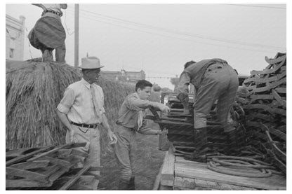 Collapsible Chairs Unloaded at National Rice Festival 1938 - Available at KNOWOL