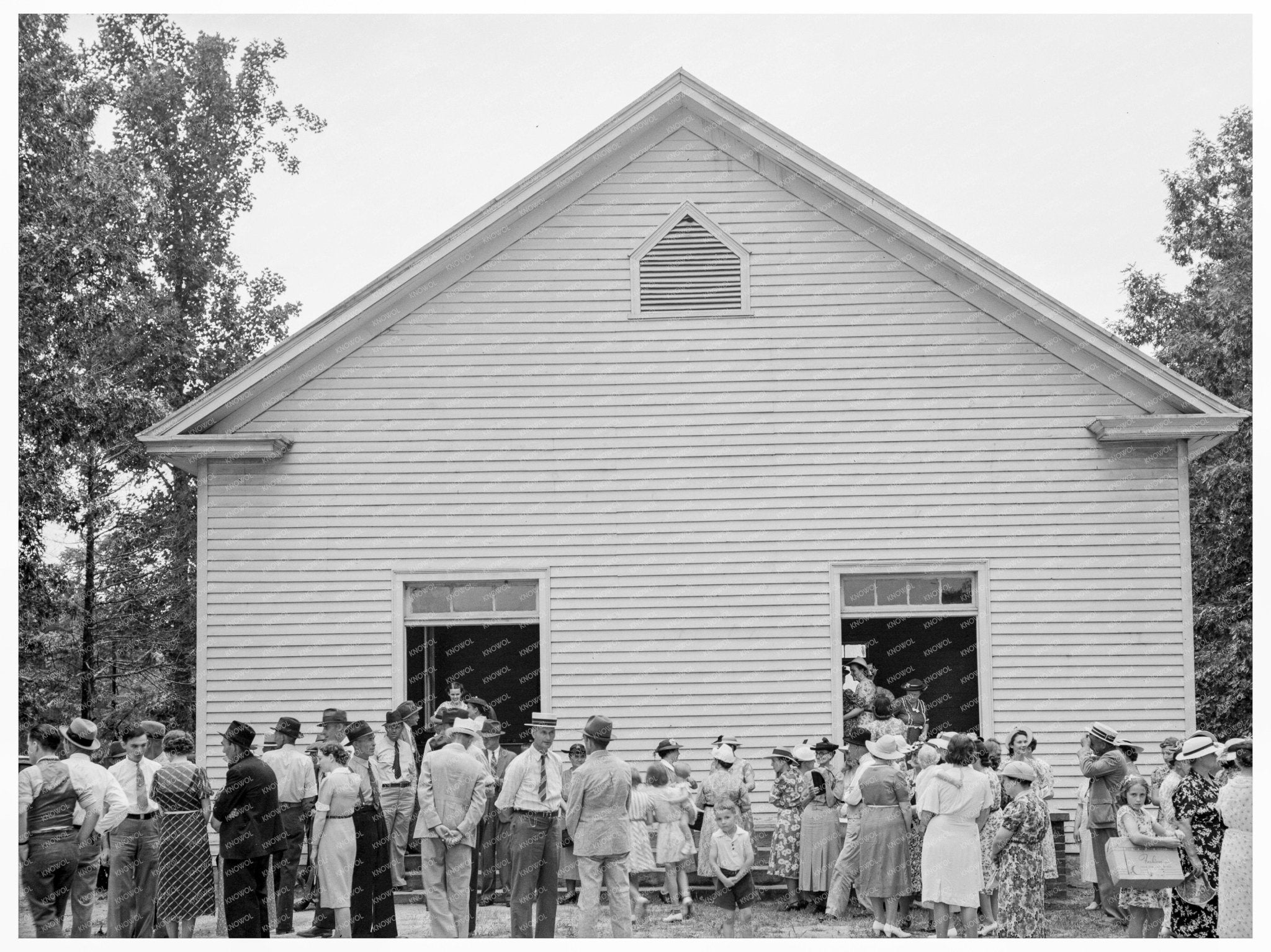 Community Gathering Outside Wheeleys Church 1939 - Available at KNOWOL