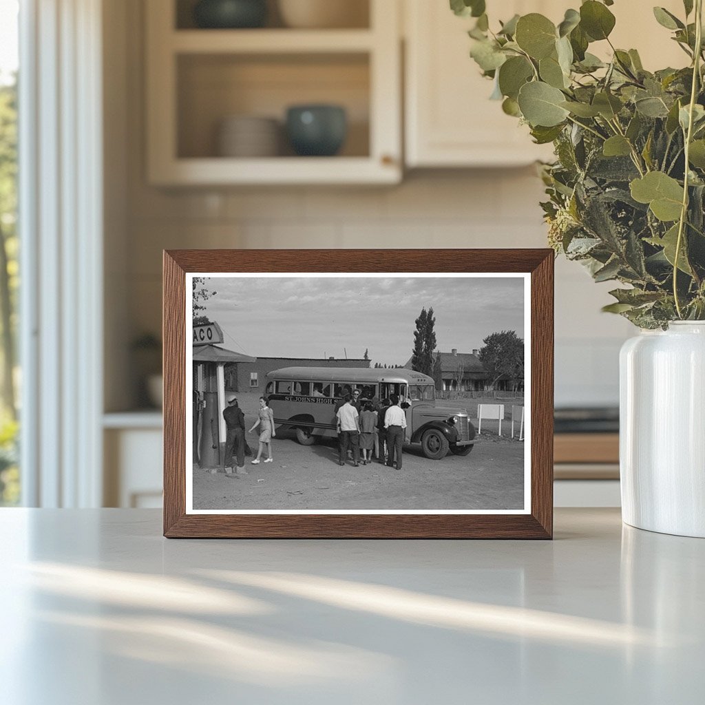 Concho Arizona Schoolchildren Board Bus for High School 1940 - Available at KNOWOL