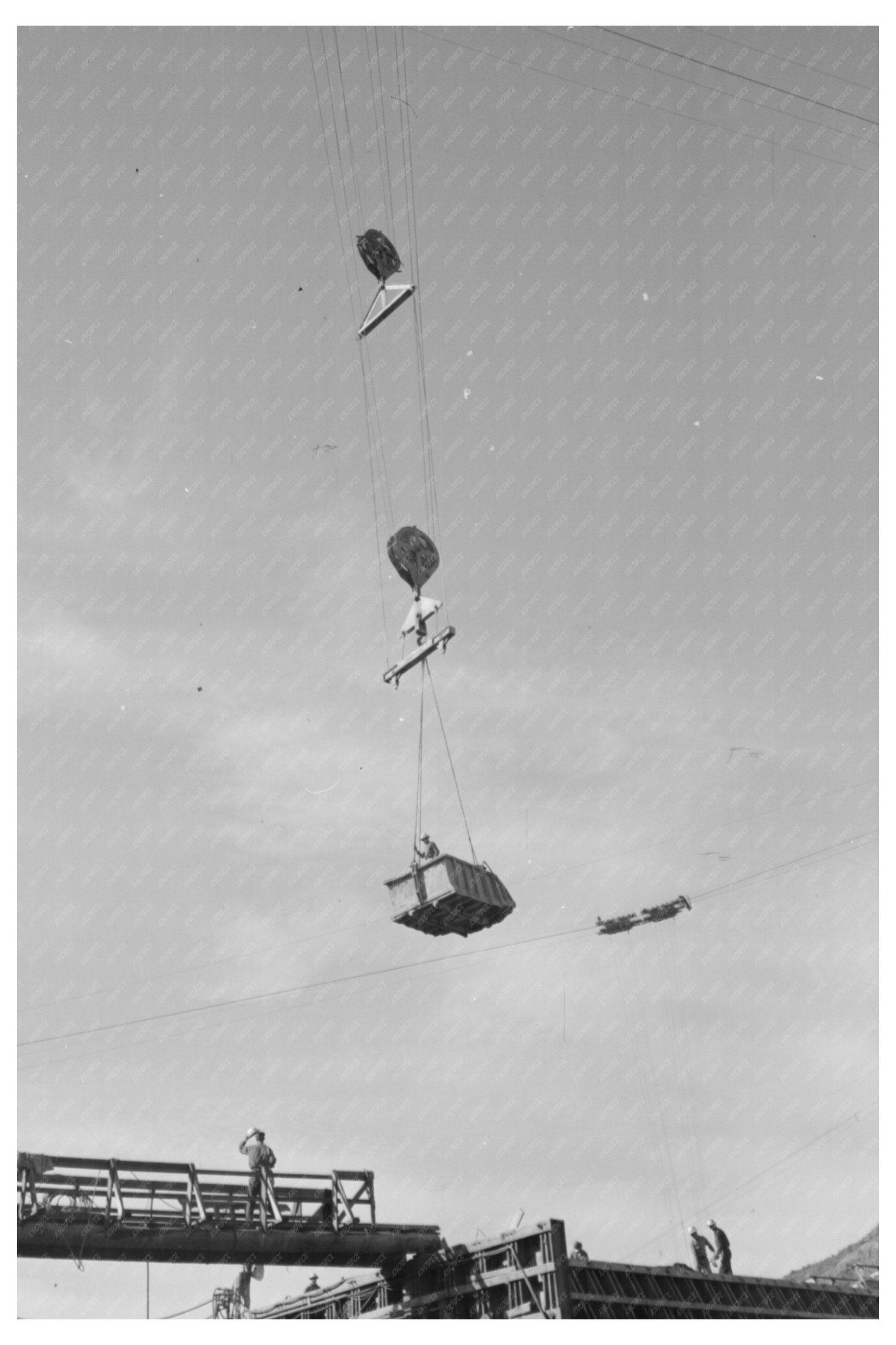 Concrete Bucket Over Shasta Dam California 1940 - Available at KNOWOL