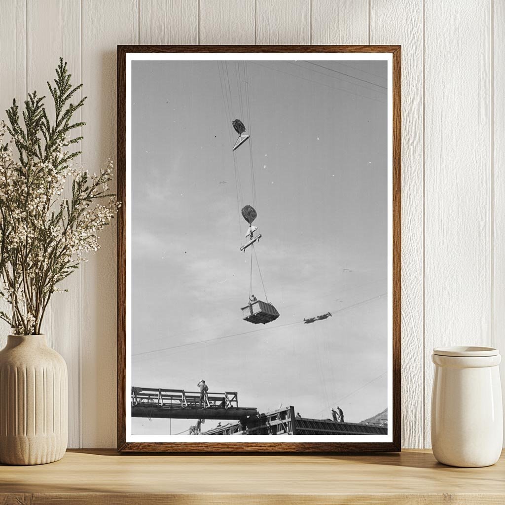 Concrete Bucket Over Shasta Dam California 1940 - Available at KNOWOL