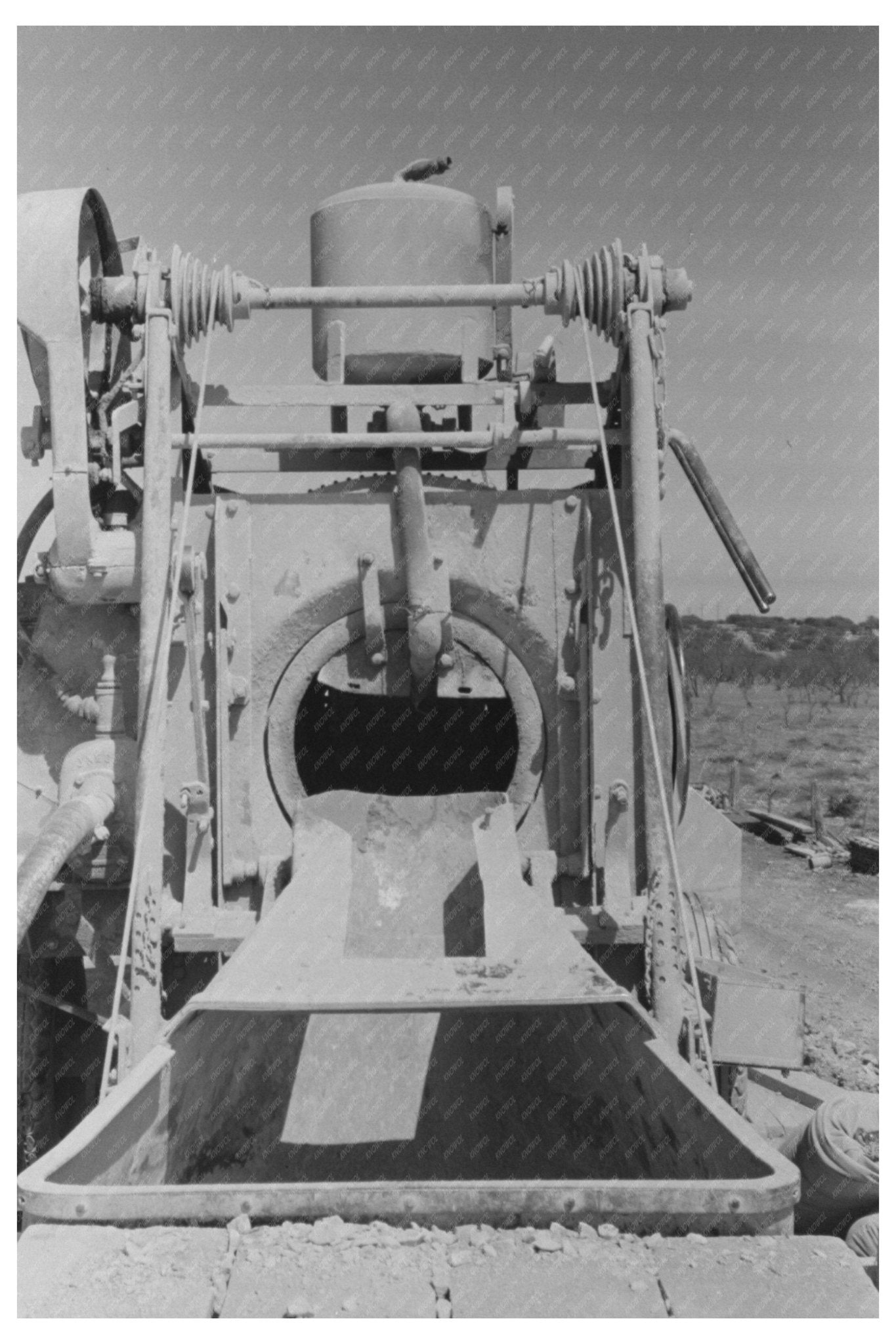 Concrete Mixer at Menard County Road Builders Camp 1940 - Available at KNOWOL