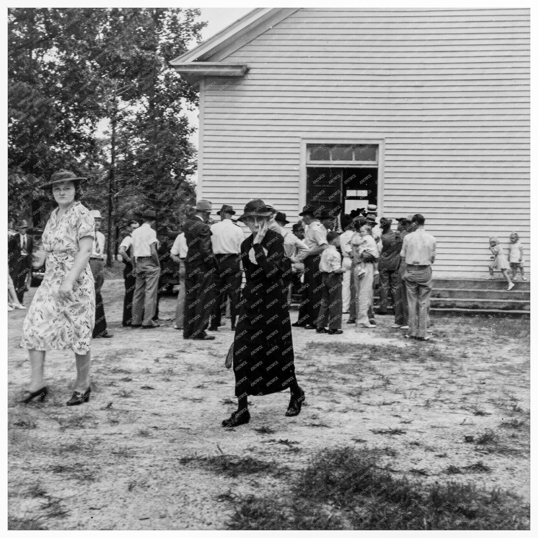 Congregation Leaving Wheeleys Church July 1939 - Available at KNOWOL