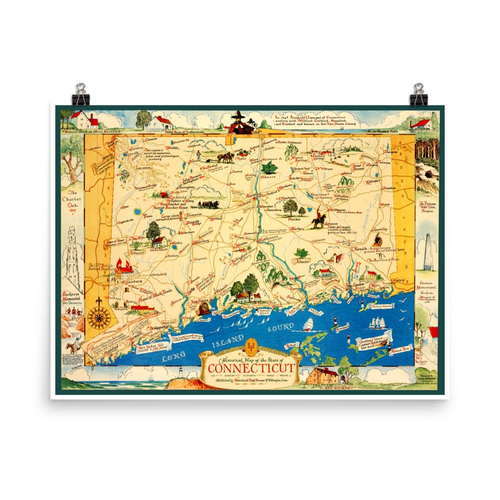 Connecticut Historical Map, 1937 - Available at KNOWOL