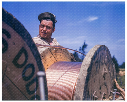 Construction Worker Building Power Line Fort Knox 1942 - Available at KNOWOL