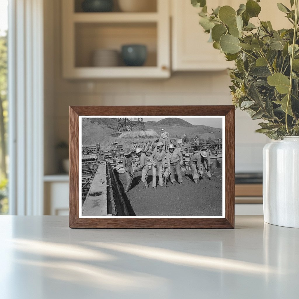 Construction Workers Settling Concrete at Shasta Dam 1940 - Available at KNOWOL