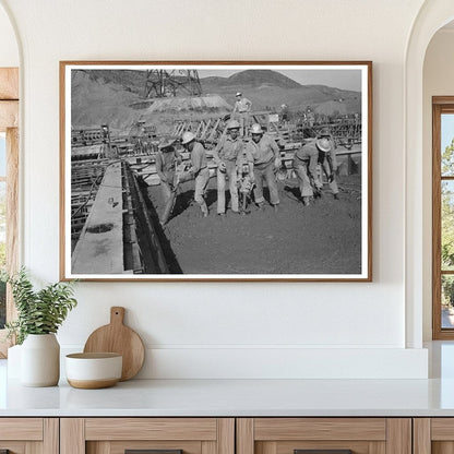 Construction Workers Settling Concrete at Shasta Dam 1940 - Available at KNOWOL