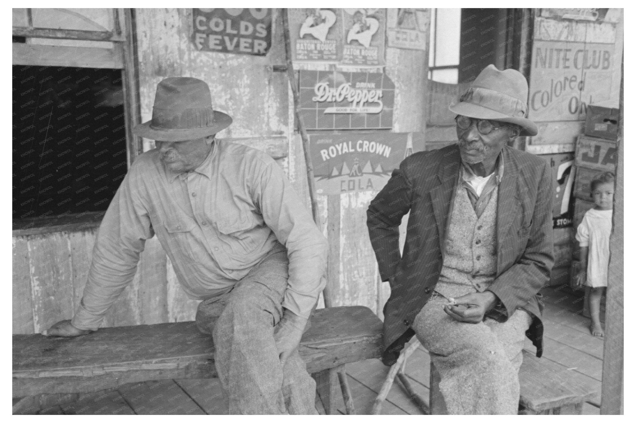 Conversations on Porch of Store Jeanerette Louisiana 1938 - Available at KNOWOL