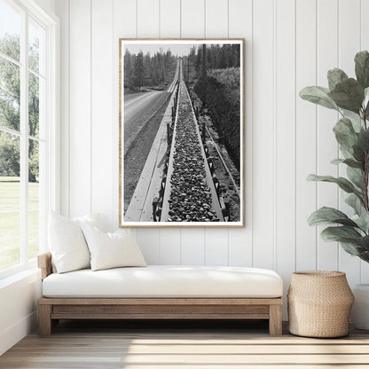 Conveyor Belt Transporting Gravel at Shasta Dam 1941 - Available at KNOWOL