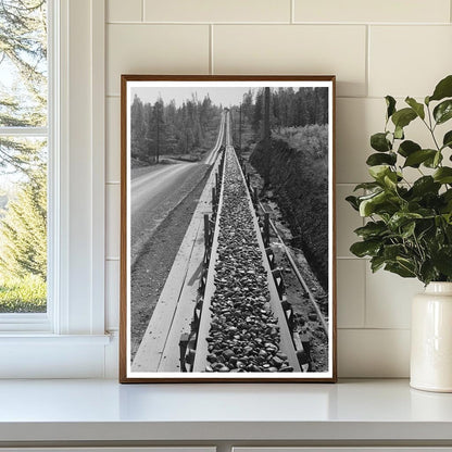 Conveyor Belt Transporting Gravel at Shasta Dam 1941 - Available at KNOWOL