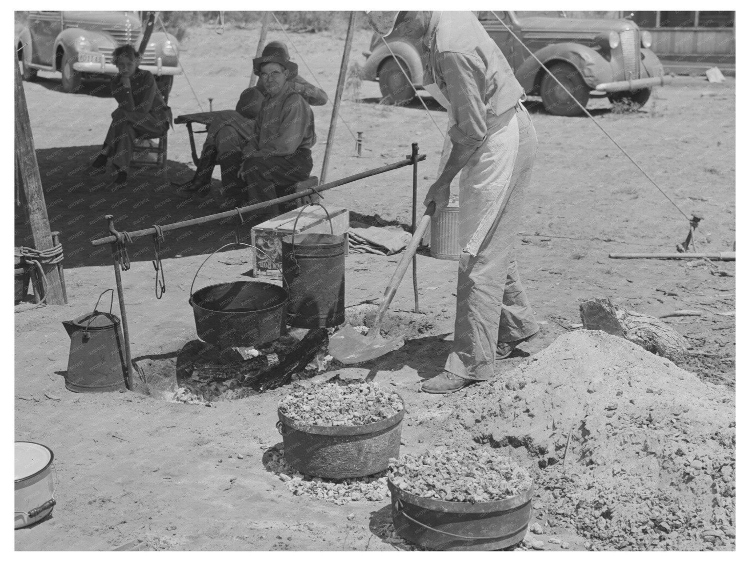 Cook Prepares Bread at SMS Ranch Chuck Wagon 1939 - Available at KNOWOL