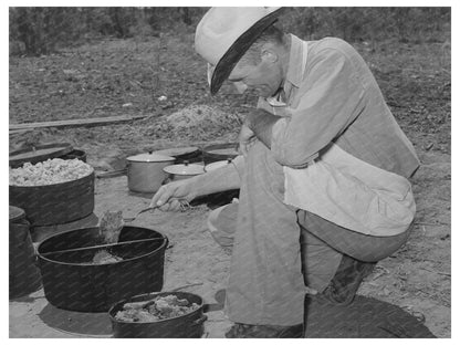 Cook Preparing Meat at SMS Ranch Spur Texas 1939 - Available at KNOWOL