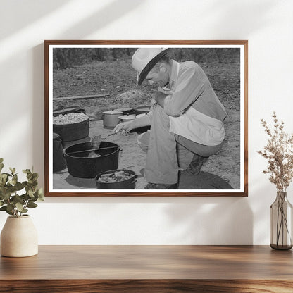 Cook Preparing Meat at SMS Ranch Spur Texas 1939 - Available at KNOWOL