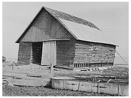 Corn Crib on William Keefe Farm Boswell Indiana 1937 - Available at KNOWOL