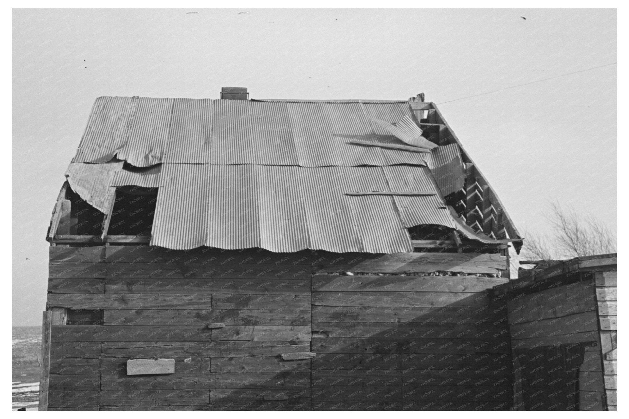 Corn Crib Roof at Herbrandson Farm Estherville Iowa 1936 - Available at KNOWOL