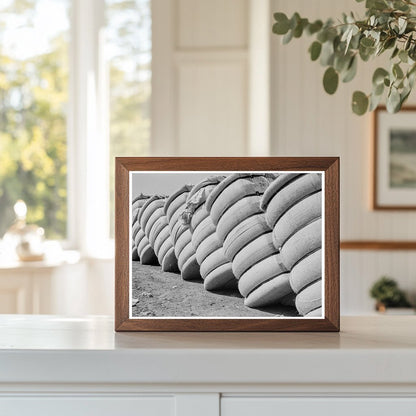 Cotton Bales in Bakersfield Gin Yard May 1938 - Available at KNOWOL