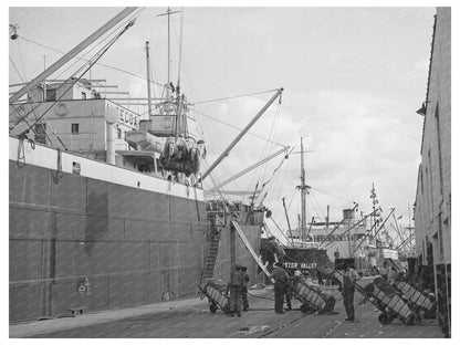Cotton Bales Loaded for Export at Port of Houston 1939 - Available at KNOWOL