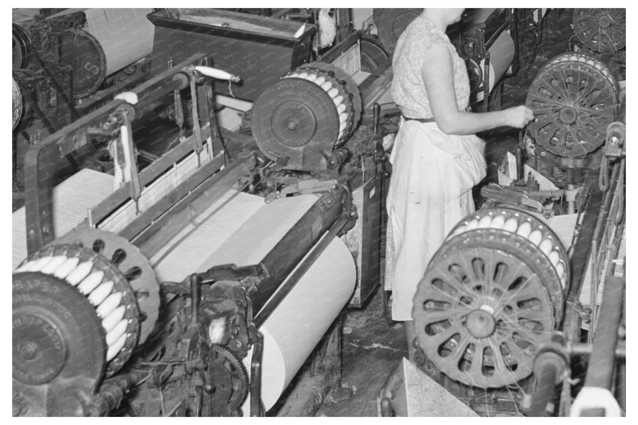 Cotton Mill Weaving Room Laurel Mississippi January 1939 - Available at KNOWOL