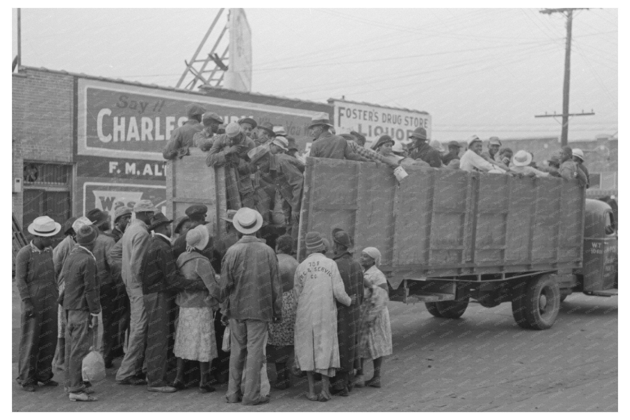 Cotton Pickers Boarding Truck Pine Bluff Arkansas 1938 - Available at KNOWOL