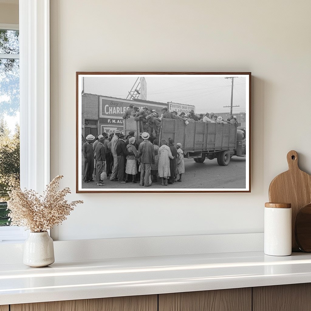 Cotton Pickers Boarding Truck Pine Bluff Arkansas 1938 - Available at KNOWOL