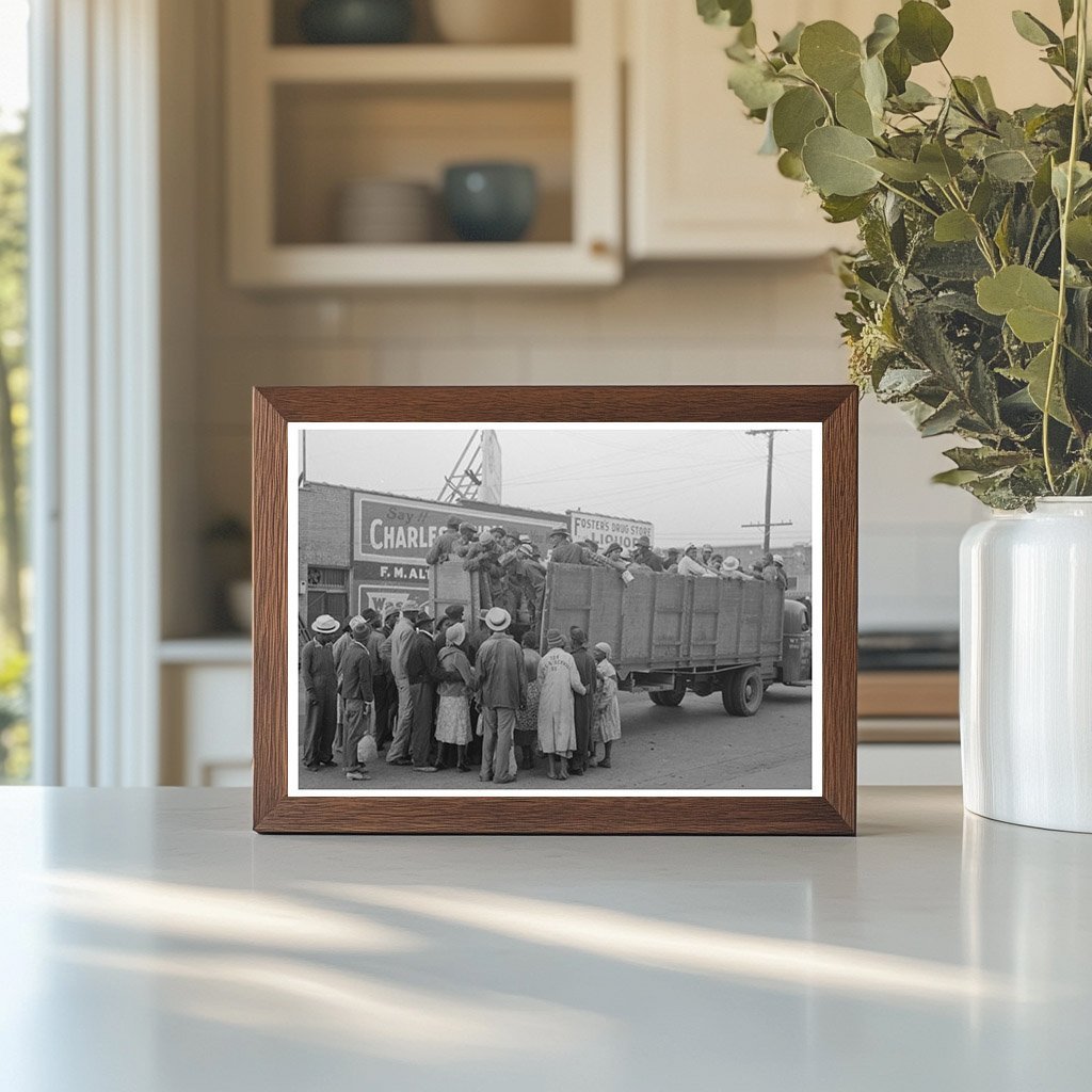 Cotton Pickers Boarding Truck Pine Bluff Arkansas 1938 - Available at KNOWOL