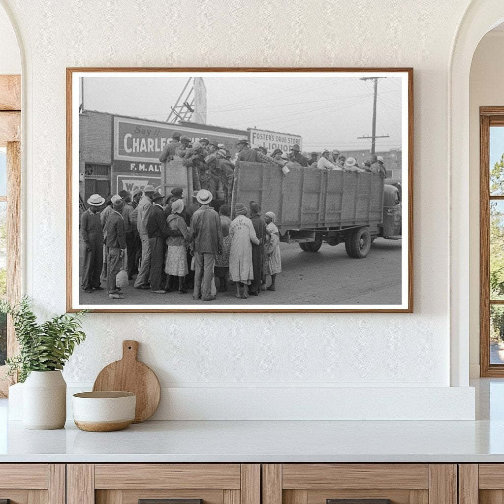 Cotton Pickers Boarding Truck Pine Bluff Arkansas 1938 - Available at KNOWOL