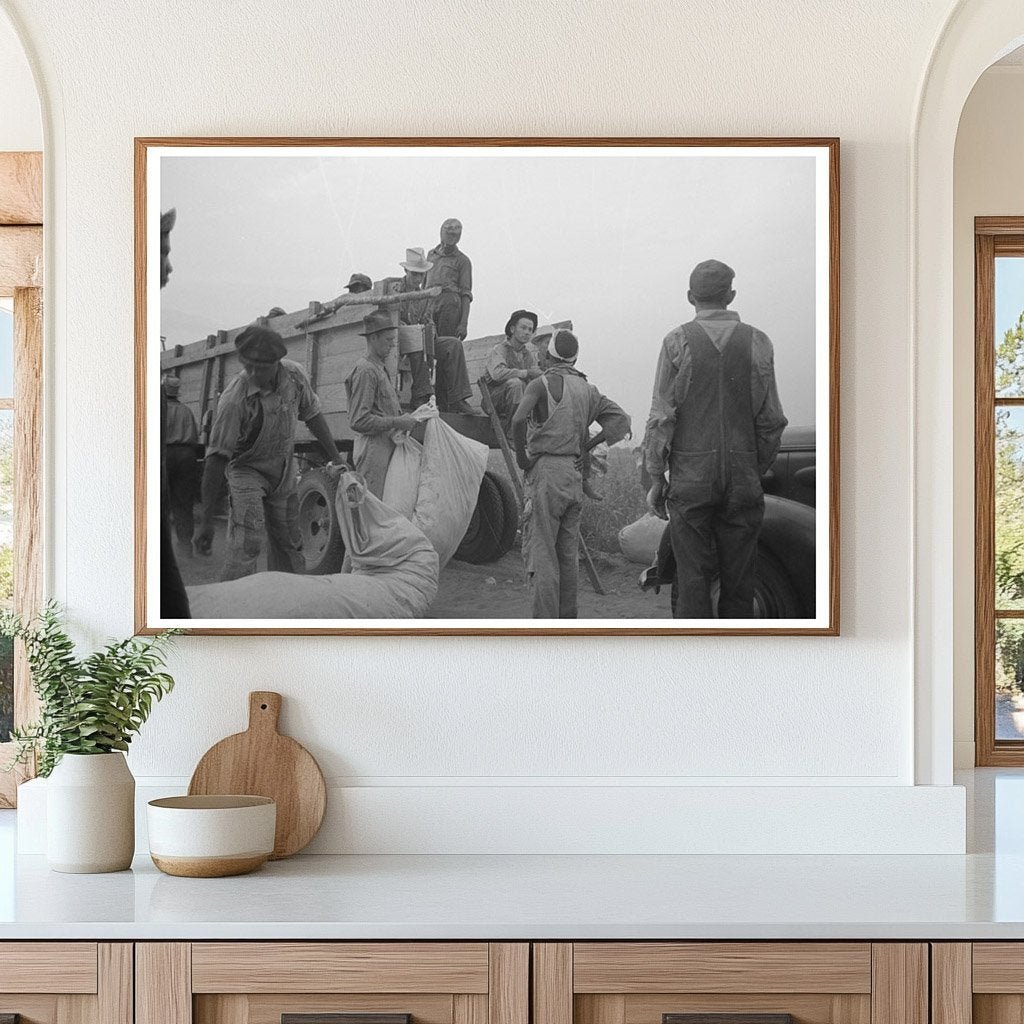 Cotton Pickers Waiting for Payment Lake Dick Arkansas 1938 - Available at KNOWOL